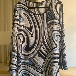 Jones New York Women's Abstract Blue and Black Blouse